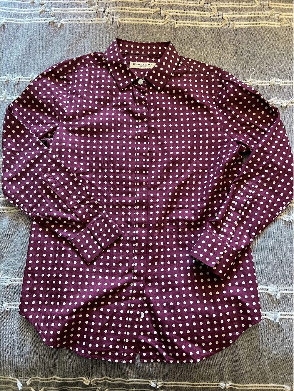 Burberry London Burgundy Polka Dot Button-Up Shirt